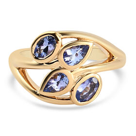 Tansanit Bypass Ring 925 Silber vergoldet  ca. 0,81 ct