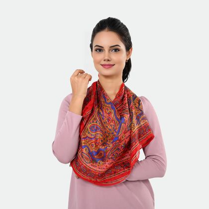 LA MAREY Seidenschal 100% Seide 48 x 160 cm Rot