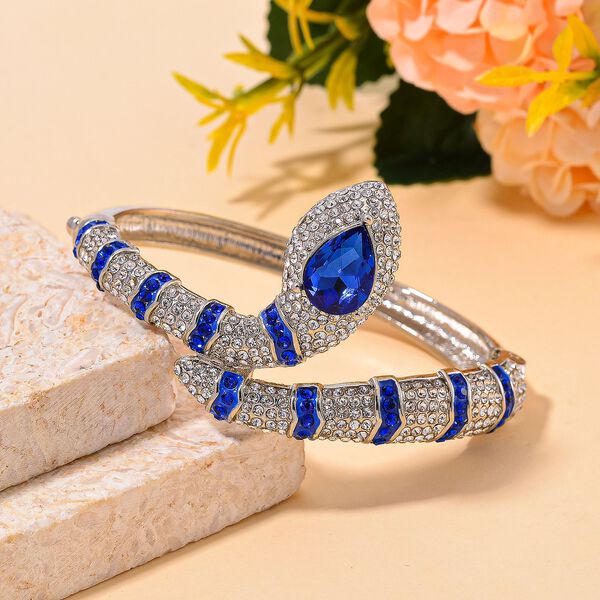 Blauer und wei&szlig;er Kristall-Armreif, 18 cm image number 1