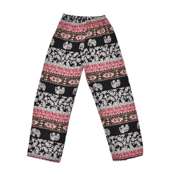 Gewebte Viskosehose, L&auml;nge 103/ H&uuml;fte 66/ Taille 56cm, schwarz und rosa