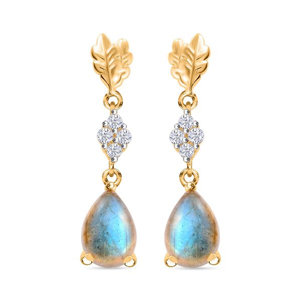 Labradorit und Zirkon Ohrringe - 5,37 ct.