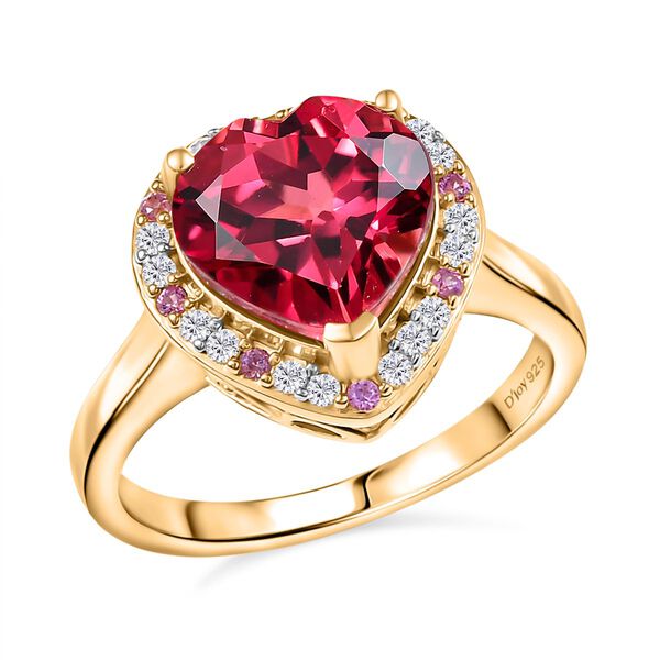 Flame of Grace - D'joy Lab Grown Padparadscha-Saphir , Moissanit Ring 925 Silber 750 Gelbgold Vermeil (Größe 17.00) ca. 4.93 ct image number 4