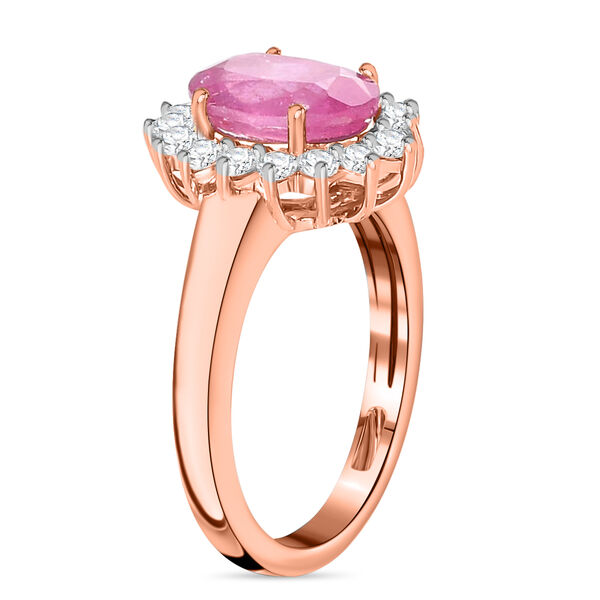 Premium Ilakaka Rosa Saphir und Zirkon-Halo Ring, 925 Silber Roségold Vermeil, 2,98 ct. image number 5