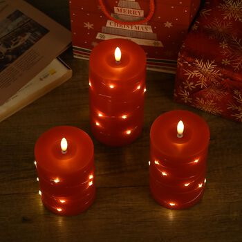 3er Set LED-Kerzen, rot