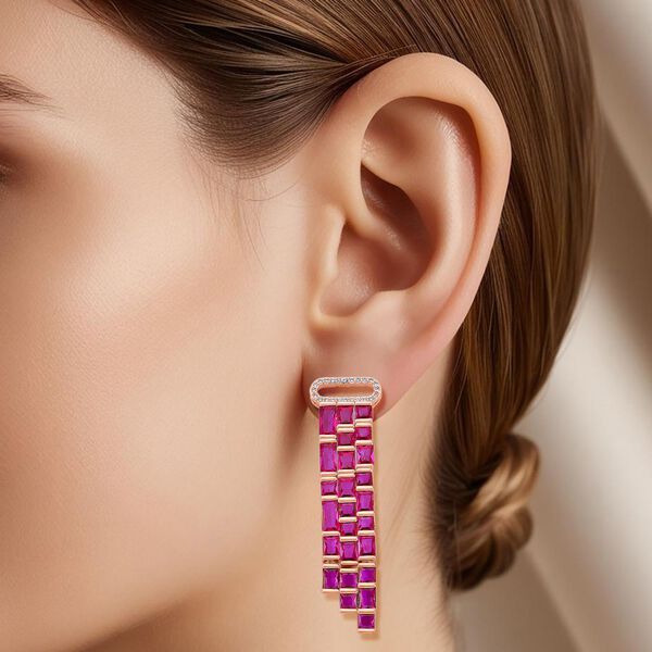 Wei&szlig;er Zirkonia, Glas Ohrringe, Nickelfreies Messing, ros&eacute;farben image number 3