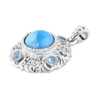 Royal Bali Kollektion- Larimar und blauer Topas-Anh&auml;nger - 5,42 ct.