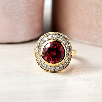 D'Joy Labor Padparadscha Saphir und Zirkon Ring - 6,39 ct.