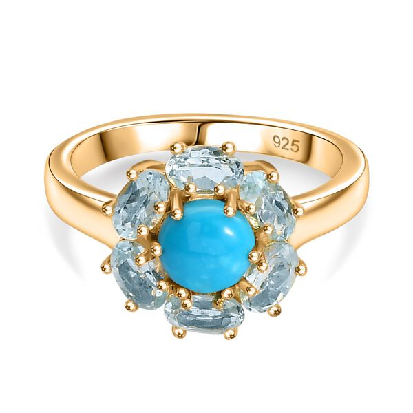 AAA Sleeping Beauty T&uuml;rkis und himmelblauer Topas Ring - 2,62 ct. image number 0