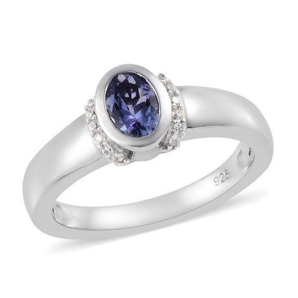 Tansanit und Zirkon Ring 925 Silber platiniert  ca. 0,51 ct image number 4