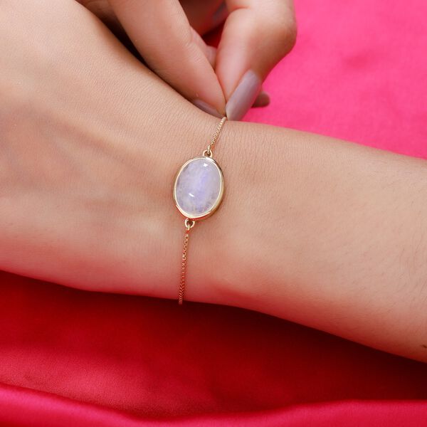 Regenbogen Mondstein Armband c.a 19 cm 925 Silber vergoldet ca. 8,71 ct image number 3