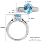 Blautopas Ring 925 Silber Platin-Überzug image number 5