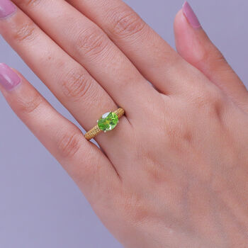 D'Joy AA Peridot Ring 925 Silber 750 Vergoldet (Gr&ouml;&szlig;e 17.00) ca. 2,02 ct