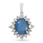 Boulder Opal Triplett und Zirkon Anhänger 925 Silber platiniert ca. 4,80 ct
