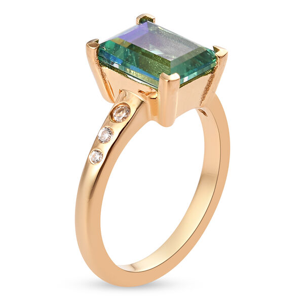 Pfau Triplett Quarz und Zirkon Ring 925 Silber vergoldet  ca. 2,80 ct image number 5