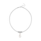 Weiße Muschelkernperle, Weißer Kristall Anhänger mit Kette