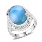 Royal Bali - Larimar Ring 925 Silber (Größe 18.00) ca. 14.23 ct