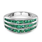 Premium Kagem sambischer Smaragd-Ring, 925 Silber platiniert (Größe 17.00) ca. 1.40 ct