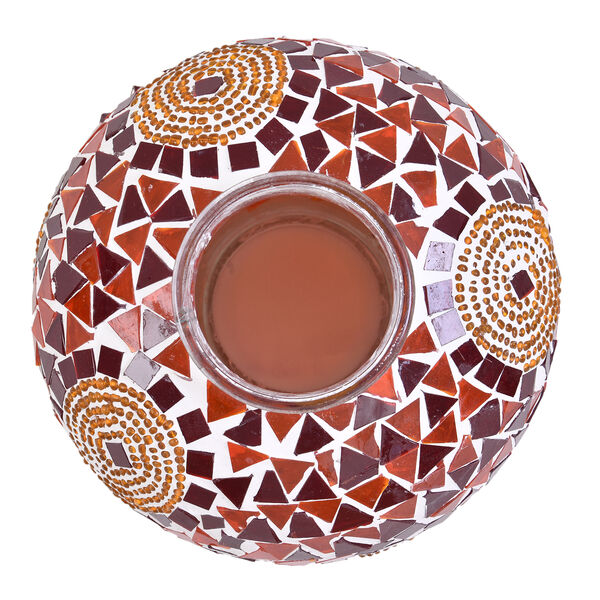 Handgefertigte, orientalische Mosaikglas Tischlampe in Weinkrugform, Gr&ouml;&szlig;e 18x18x34 cm, Kreise rot image number 5