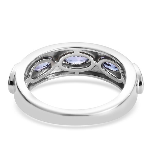 AA Tansanit 5 Stein Ring 925 Silber Platin-Überzug image number 5