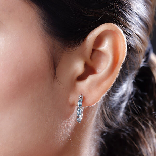 Kambodschanischer, blaue Zirkon-Creolen, 925 Silber platiniert ca. 2,12 ct image number 3