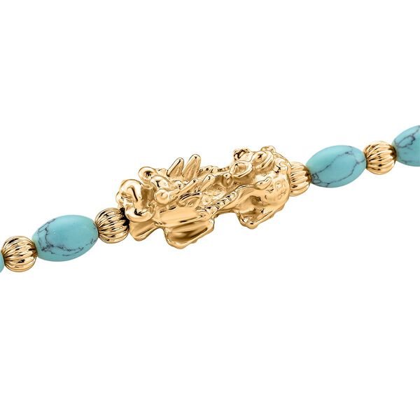 Blauer Howlit Pixiu Halskette, ca. 45cm + 5cm extender, gelb vergoldet ca. 50.00 ct image number 4