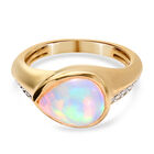Natürlicher, äthiopischer Opal und Zirkon-Ring in Silber image number 0