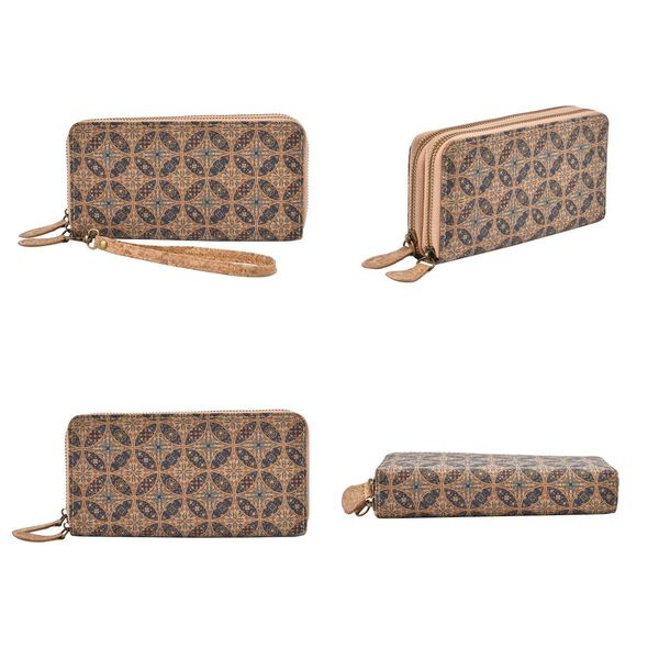 Brieftasche aus Naturkork mit doppelten Fächern und RFID Schutz, 19x10x4 cm, Kaleidoskop image number 4