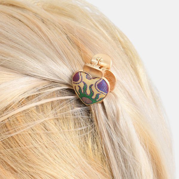 LA MAREY 2er-Set Brokat Seiden-Haarspangen und Ohrringe, Blau image number 4