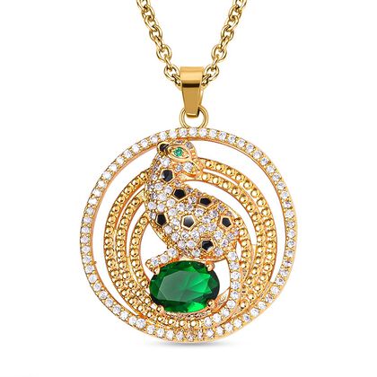 Wei&szlig;er Zirkonia, Neongr&uuml;ner Kristall Halskette ca. 50 cm Reines Messing ca. 0,50 ct.