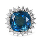 Premium London Blau Topas und Zirkon-Ring, 925 Silber platiniert  ca. 24,16 ct image number 0