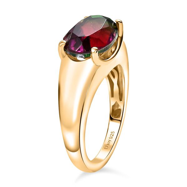 D’joy Wassermelonen Quarz Triplette Ring 925 Silber 750 Gelb Vergoldet (Größe 18.00) ca. 3,63 ct image number 5