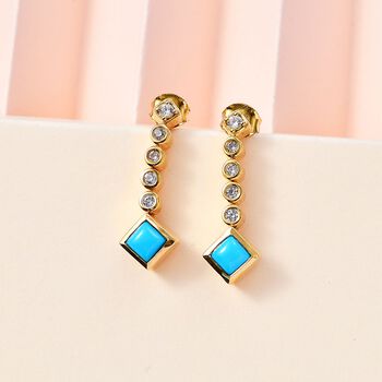 AA Sleeping Beauty T&uuml;rkis und Zirkon Ohrringe - 1,38 ct.