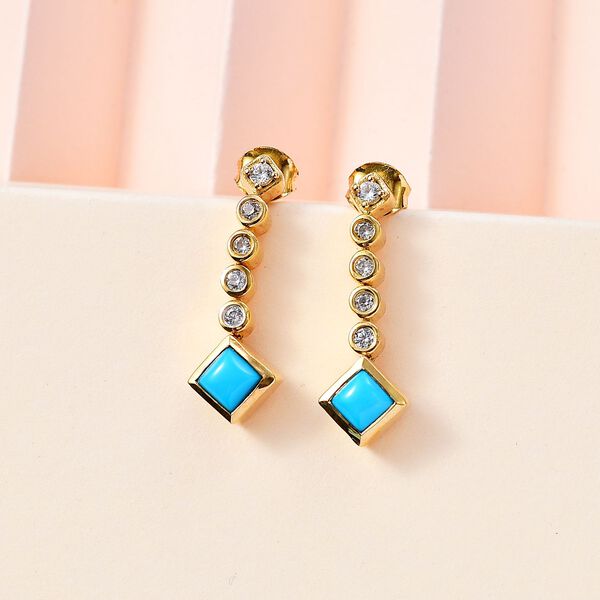AA Sleeping Beauty T&uuml;rkis und Zirkon Ohrringe - 1,38 ct. image number 2