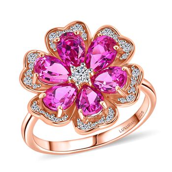 LUXURIANT AAA Labor Rosa Saphir und Moissanit Ring - 3,95 ct.