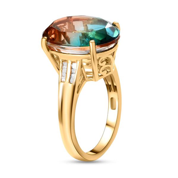 Aqua Terra Costa Quarz Triplett und Diamant-Ring, 925 Silber vergoldet, 10,06 ct. image number 5