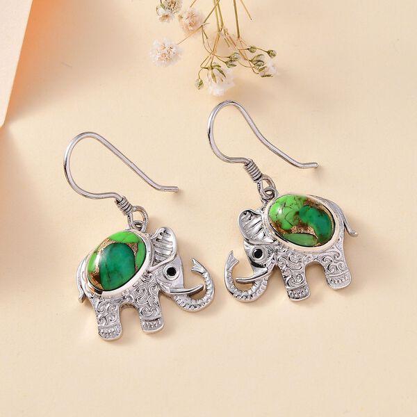 AAA grüne Mojave Türkis und schwarze Spinell-Ohrringe - 4,22 ct. image number 2