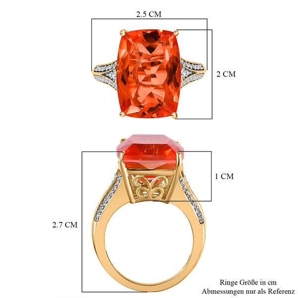 AAA Padparadscha Triplette Quarz, weißer Zirkon Ring, ca. 15,57 ct. image number 7
