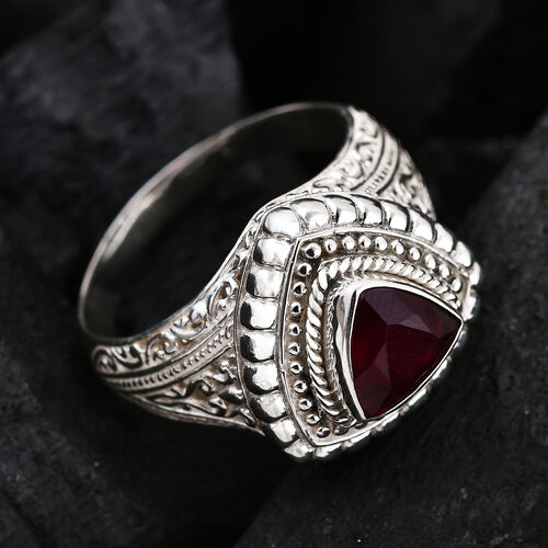Royal Bali - Afrikanischer Rubin (Fissure gefüllt) Ring 925 Silber (Größe 17.00) ca. 2.69 ct image number 1