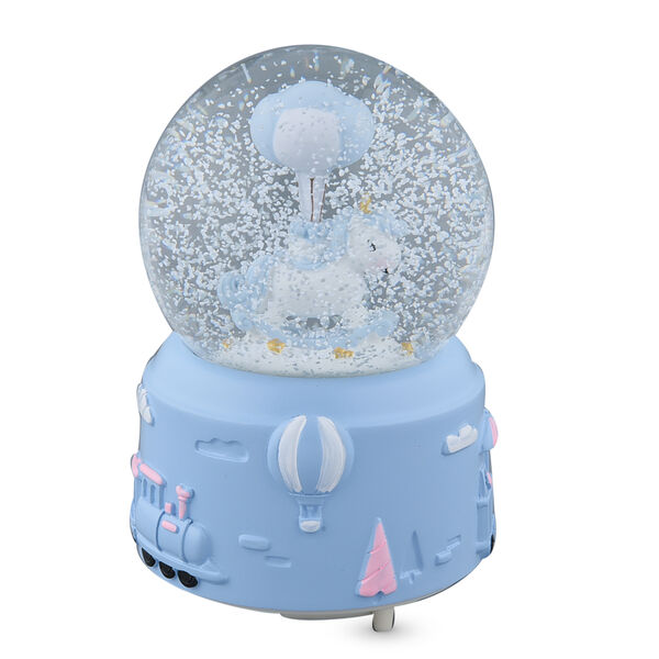 Schneekugel mit Musik, Einhorn, Größe: 15x10 cm, Hellblau  image number 4