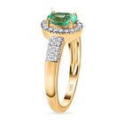 AA Kolumbianischer Smaragd, Weißer Diamant Ring, 585 Gold (Größe 21.00) ca. 0.99 ct image number 4
