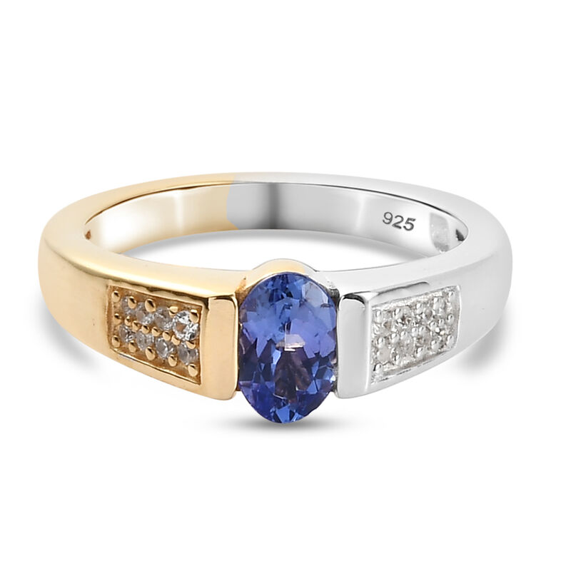 Tansanit und Zirkon Ring 925 Silber Bicolor  ca. 0,76 ct image number 0