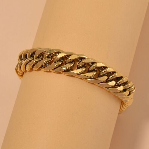 Panzerarmband, Hochglanzpoliert, Reiner Edelstahl, goldfarben, ca. 21 cm ca. 43,00g image number 1