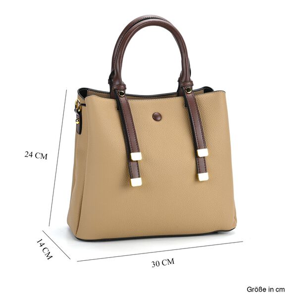 Vielseitige Umhängetasche aus echtem Leder mit abnehmbarem Schulterriemen, 30x14x24 cm, Khaki image number 9