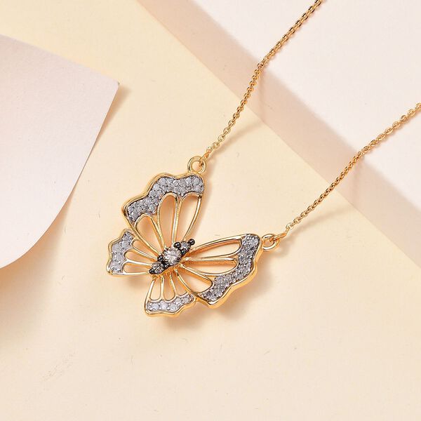 GP Italian Garden Kollektion- Wei&szlig;e, Champagner Diamant und blaue Saphir-Halskette, 45cm, 925 Silber Gelbgold Vermeil - 0,51 ct, image number 1