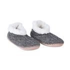 1 Paar superweiche und rutschfeste Kunstfell Hausschuhe, 25 cm, Grau und Wei&szlig;