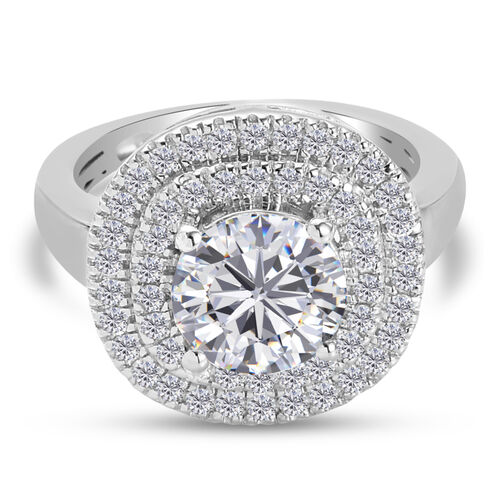 88 Facetten Moissanit Ring 925 Silber platiniert  ca. 2,01 ct image number 0