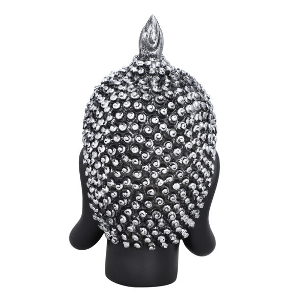 Buddha Kopf Figur, Schwarz und Silber image number 2