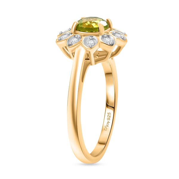 D'Joy Natürlicher Peridot, Weißer Zirkon Ring 925 Silber vergoldet (Größe 20.00) ca. 1.13 ct image number 5