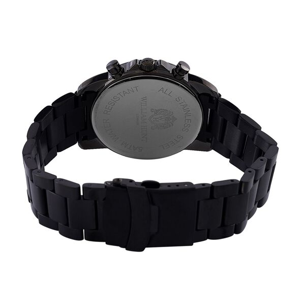 William Hunt - Moissanit-Akzentuhr mit Miyota-Japanwerk und 316L Edelstahlarmband, schwarz image number 6