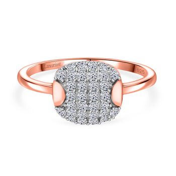 LUXURIANT SGL zertifizierter SI-GH Labor Diamant Ring, 925 Silber 750 Ros&eacute;gold Vermeil - 0,50 ct.